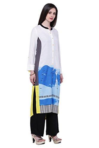 Divena White Rayon Kurtis for girls (DBK0139-M, Kurti M size)