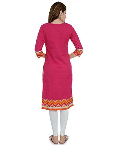 Divena Women's Khadi Kurti (Pink, Small)