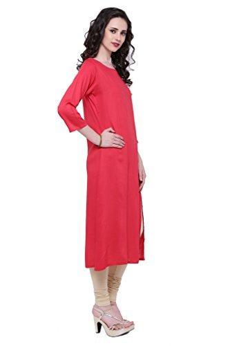 Divena Tomato Red Rayon Kurtis for girls (DBK0081)