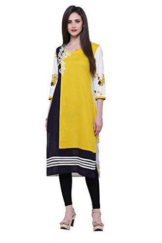 Divena Yellow Rayon Kurtis for girls (DBK0127-M, Kurti M size)