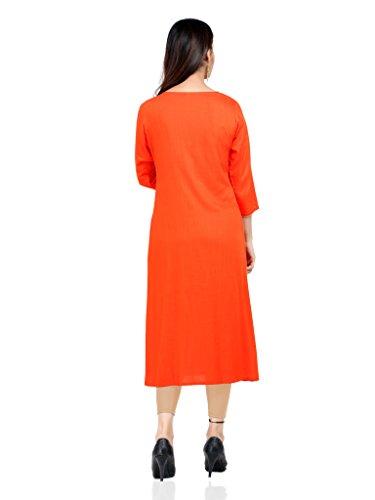 Divena Rayon Orange Zari Work W omen's Kurti