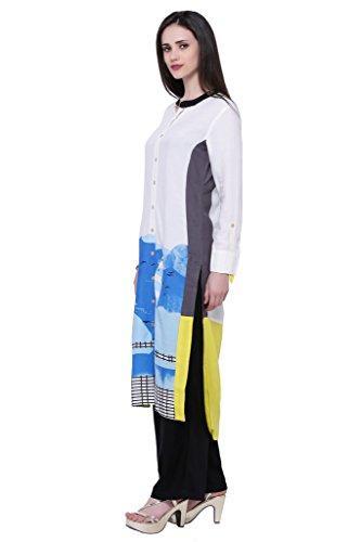 Divena White Rayon Kurtis for girls (DBK0139-M, Kurti M size)