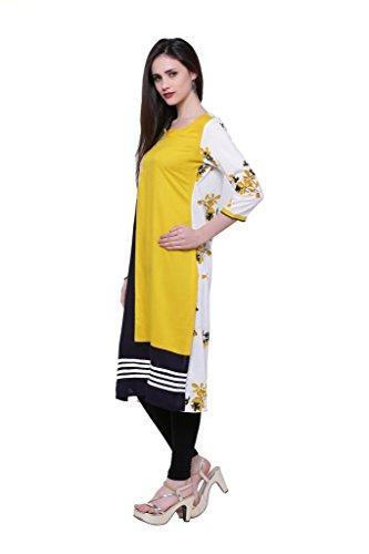 Divena Yellow Rayon Kurtis for girls (DBK0127-M, Kurti M size)