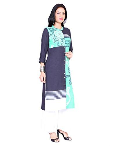 Divena Blue And Green Rayon Printed W omen's Kurti