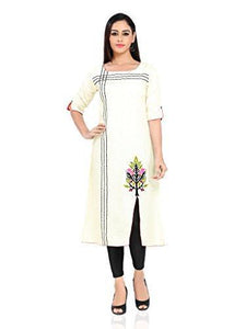 Divena Women's Plus Size Khadi Kurta (DK0151-6XL, Off White, Size-52/6XL)