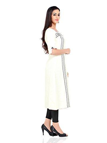 Divena Women's Plus Size Khadi Kurta (DK0151-6XL, Off White, Size-52/6XL)