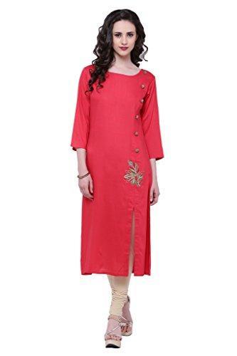 Divena Tomato Red Rayon Kurtis for girls (DBK0081)