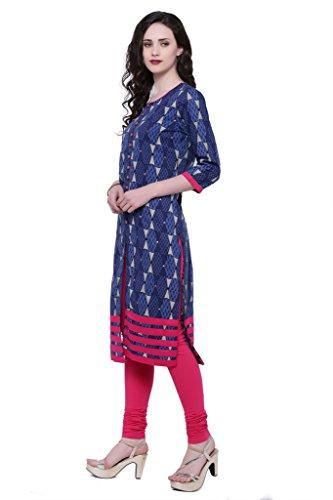 Divena Blue Cotton Kurta With Front Slit