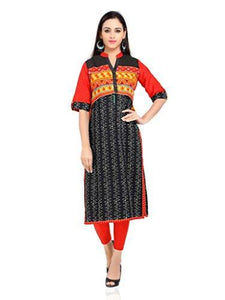 Divena kurties with Jacket Black and Orange Printed (DBK0079)