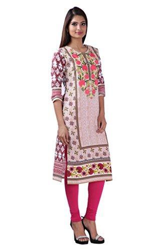 Divena Pink Embroidered kurties (DBK0092-L, Kurti L size)