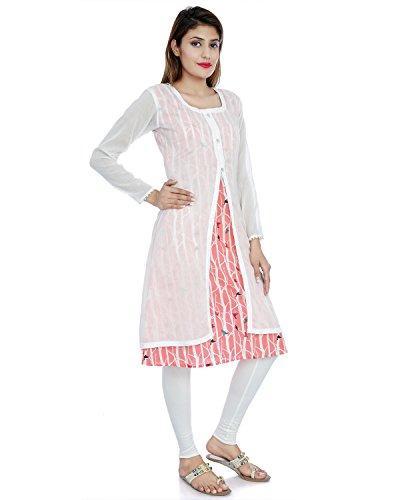 Divena White Muslin Long kurtis for women (DK0101-XXL, XXL kurtis)