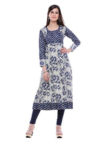 Divena Indigo Printed Traditional Plus size Cotton kurtis For Women (DK-4XL, 4XL kurtis/50 size)