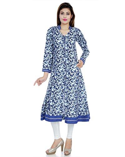 Divena Girl's Cotton Front Open Kurti (Indigo Blue, XS)