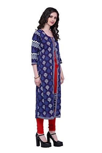 Divena Women's Cotton Kurtis (DK0128-S,Blue, Small)