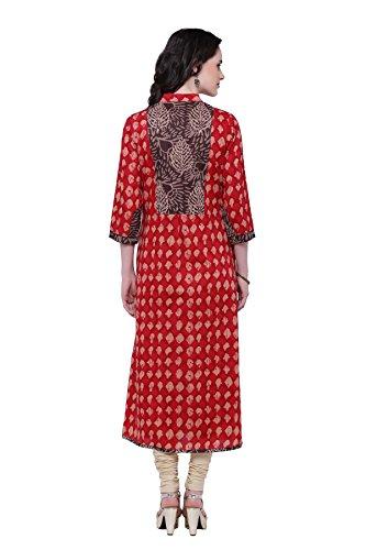 Divena Red A-Line Cotton Long Kurta (52)