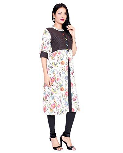 Divena Printed Rayon Kurti White