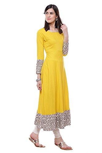 Divena Women's Viscose Kurti (Yellow, Small)