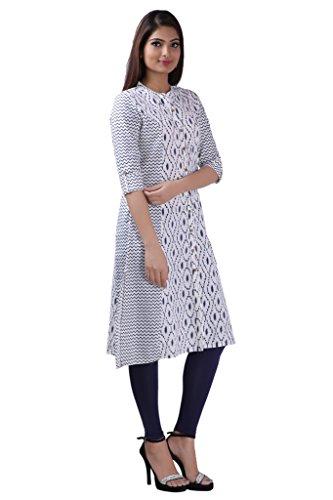 Divena White Printed Tail Cut Khadi Kurti