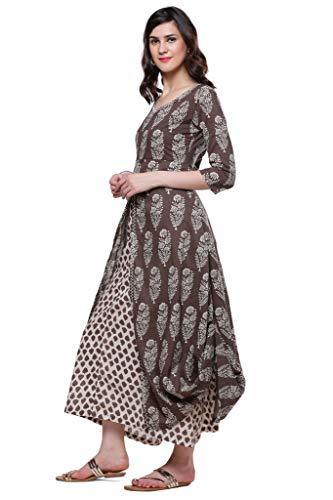 Divena Women's Cotton Kurta(DK0501-4XL Brown XXXX-Large)