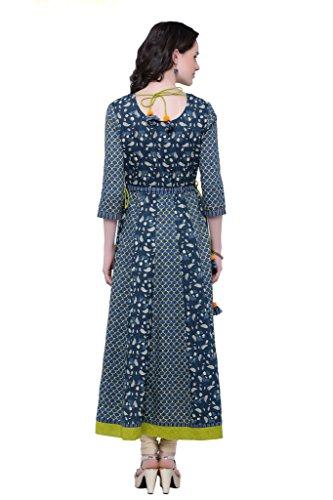 Divena Blue Cotton Long Anarkali Kurtis For Women