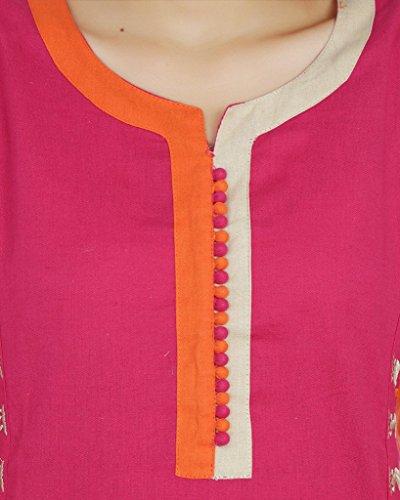 Divena Women's Khadi Kurti (Pink, Small)