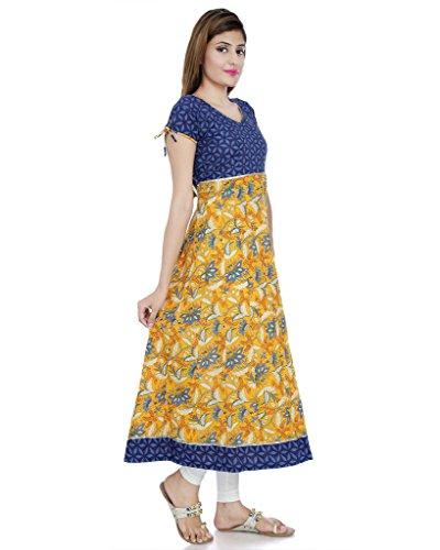 Divena Women's Cotton Anarkali Kurta (Blue, XX-Large)