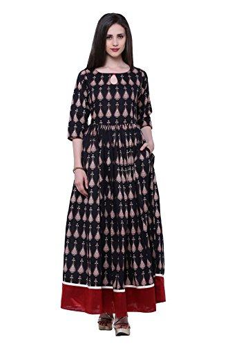 Divena Women's Cotton Kurti (Black, Small)