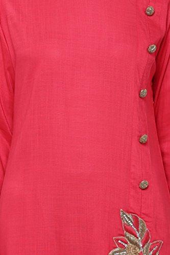 Divena Tomato Red Rayon Zari Work Long Kurti