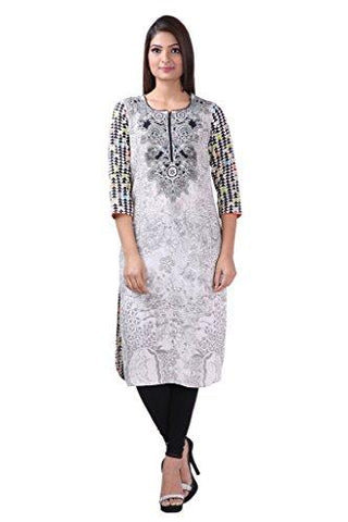 Divena Grey Printed Viscose Long Kurti