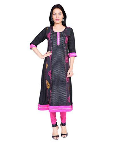 Divena Women's Cotton Kurti (Black, XS)