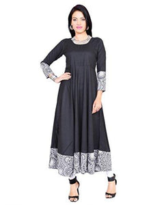 Divena Women's Viscose Kurta (DK0118-54_Black_54)