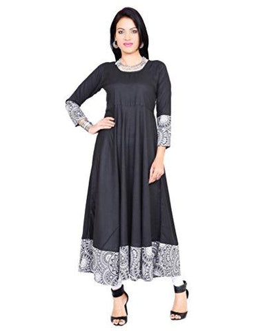 Divena Black Rayon Plus size clothing women (DK0118-3XL, 3XL kurtis)