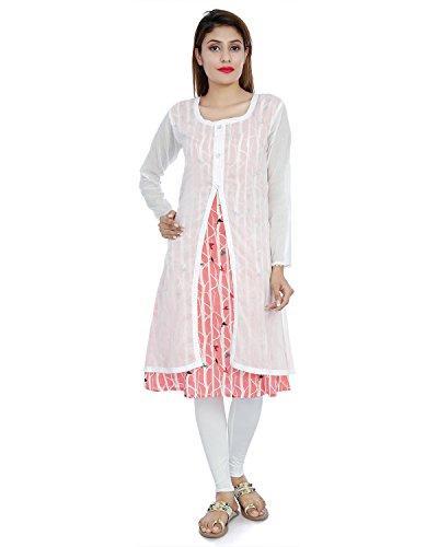 Divena White Muslin Long kurtis for women (DK0101-XXL, XXL kurtis)