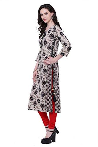 Divena Grey And Black Floral Printed Cotton Kurta