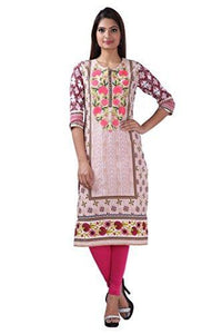 Divena Pink Embroidered kurties (DBK0092-L, Kurti L size)