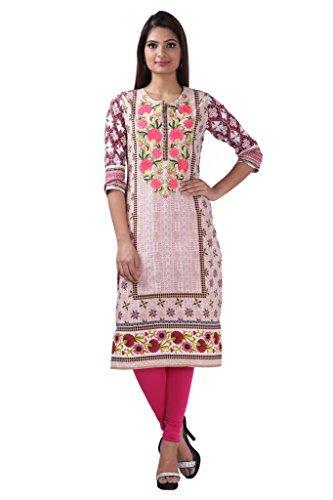 Divena Pink Embroidered kurties (DBK0092-L, Kurti L size)