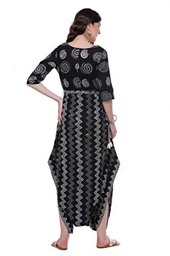 Divena Women's Cotton Kurta Party Wear Kurti (Black, X-Large)