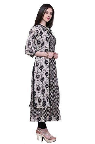 Divena Grey And Black Rose Print Cotton Kurta With Jacket