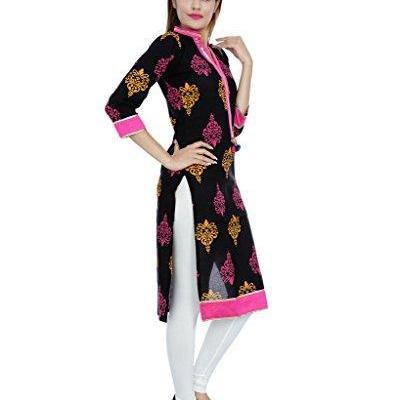 Divena Women's Cotton Kurti (DK0080-XXL_BLACK_XX-Large)