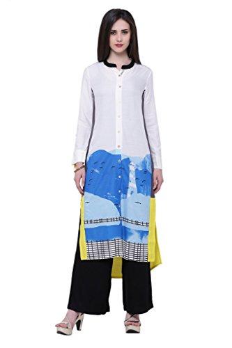 Divena White Digital Print Viscose Kurti