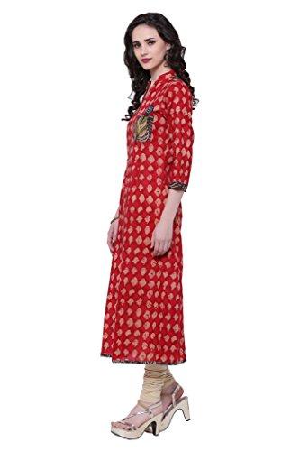 Divena Red A-Line Cotton Long Kurta