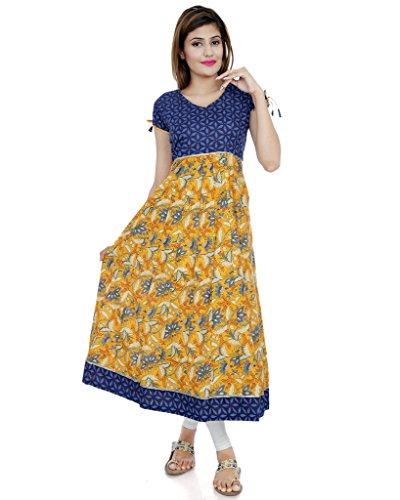 Divena Women's Cotton Anarkali Kurta (Blue, XX-Large)