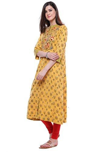 Divena Women's Khadi Kurtis (Yellow, 4XL)