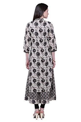 Divena Grey And Black Rose Print Cotton Kurta With Jacket