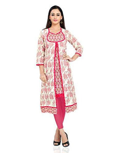 Divena Women's Cotton Kurtis (Pink,Small)