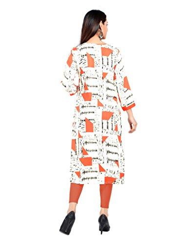 Divena Orange Printed Front Net Kurti