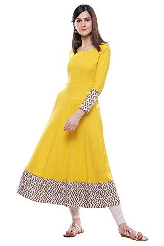 Divena Women's Viscose Kurti (Yellow, Small)