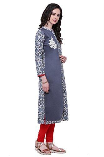 Divena Grey Cotton Kurtis for girls (DBK0138-M, Kurti M size)