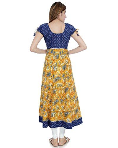 Divena Women's Cotton Anarkali Kurta (Blue, XX-Large)