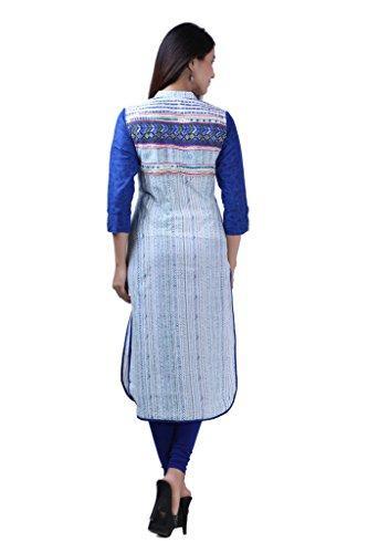 Divena White and Blue Cotton Kurtis for girls (DBK0117-M, Kurti M size)